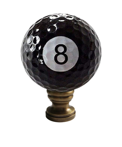 Eight-Ball Billiard Lamp Finial, Black, 2.25"h