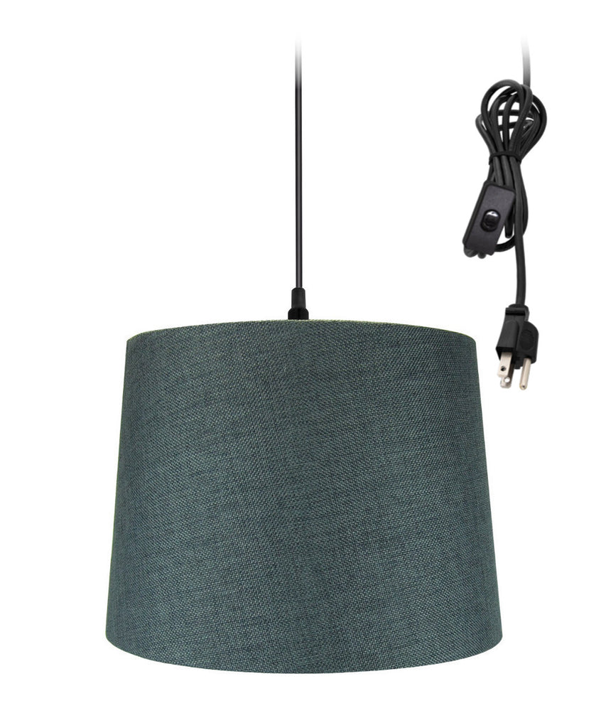 14"w 1-Light Plug-In Swag Pendant Lamp Granite Gray
