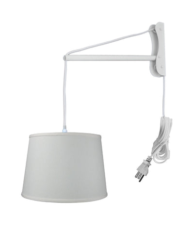 MAST Plug-In Wall Mount Pendant, 1 Light White Cord/Arm, Light Oatmeal Shade 13x16x11