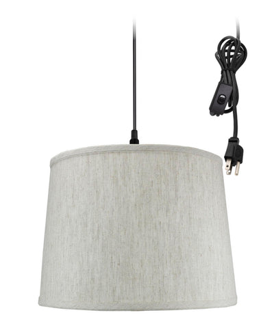 Textured Oatmeal 1 Light Swag Plug-In Pendant Hanging Lamp 12x14x10