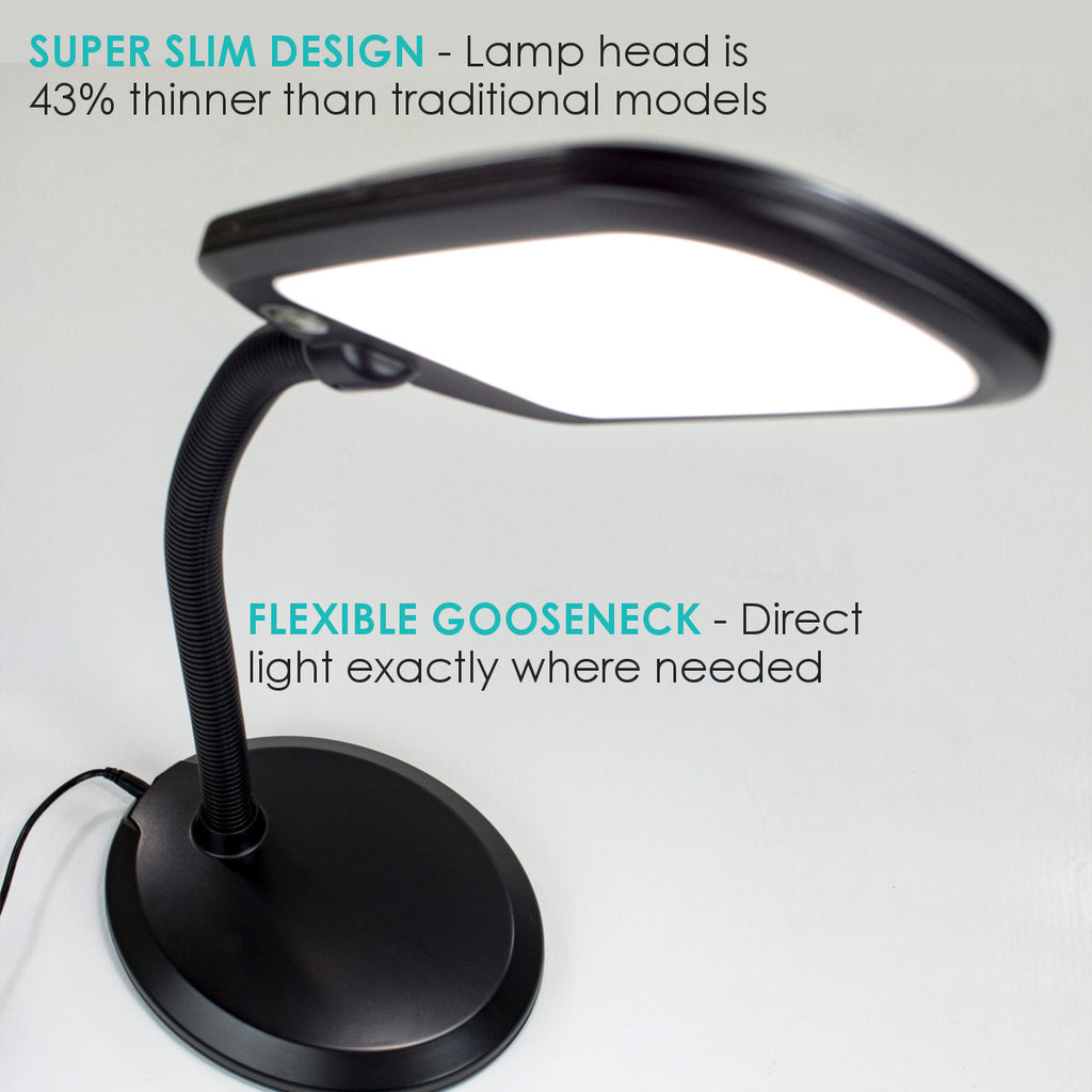 Slim Design LED Bright Reader Natural Daylight Full Spectrum Desk Lamp Black