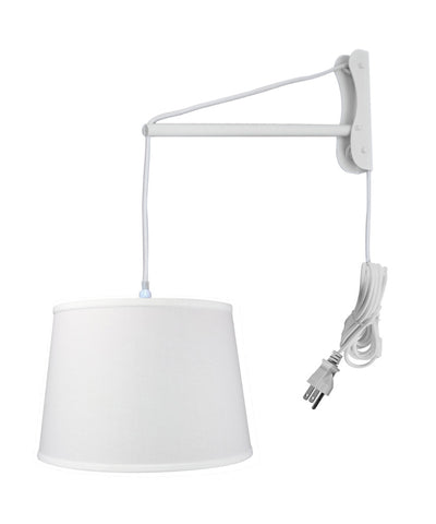 MAST Plug-In Wall Mount Pendant, 1 Light White Cord/Arm, White Shade 13x16x11