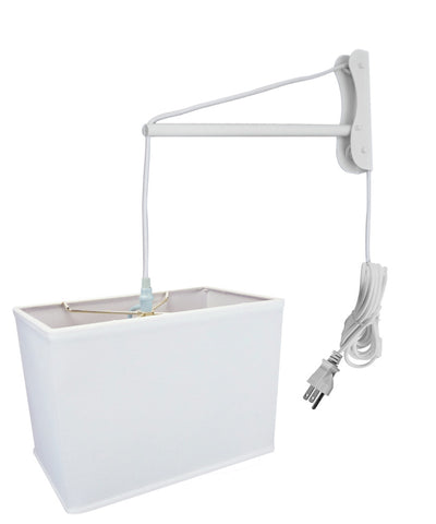 MAST Plug-In Wall Mount Pendant, 1 Light White Cord/Arm, Rectangular White Shade (8x14) (8x14) x 10