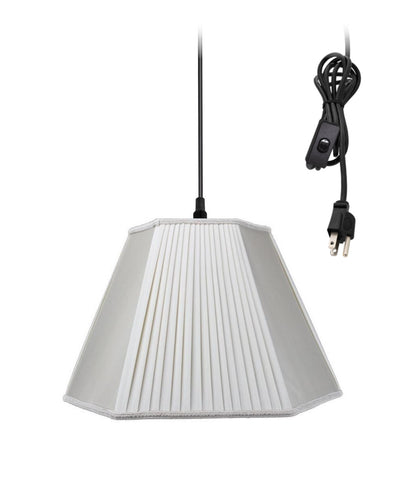 Hanging Swag Pendant Plug-In One Light Beige/Eggshell Shade