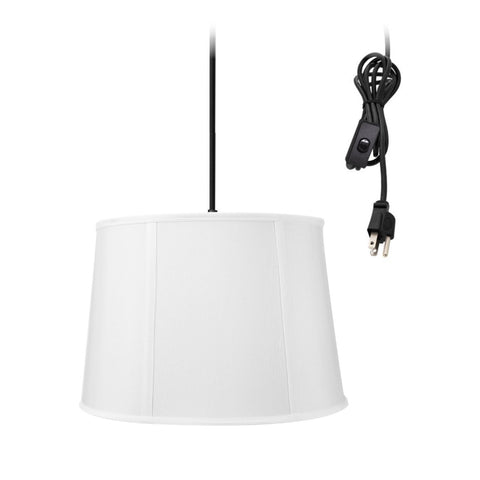 Drum 1 Light Swag Plug-In Pendant Hanging Lamp 10x12x08 White Shade