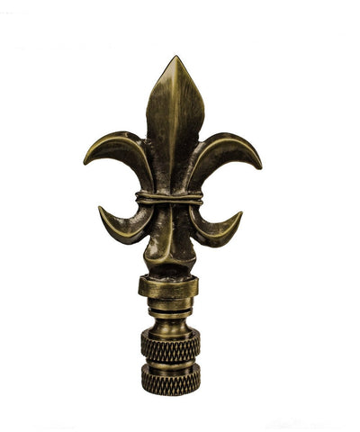 Fleur De Lis Antique Brass Lamp Finial 3.2"h