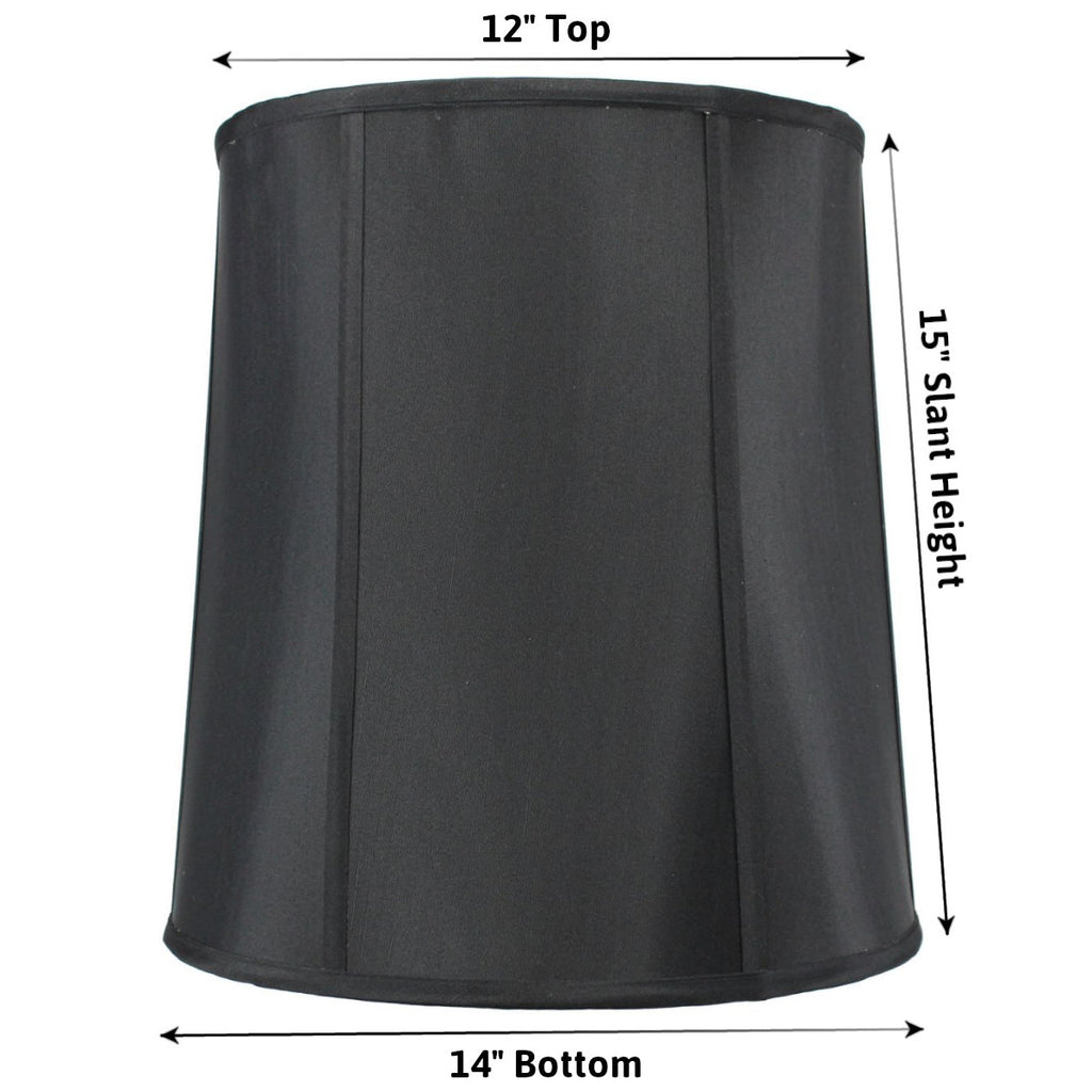 12x14x15 Black Fabric Drum lamp Shade with Gold Liner