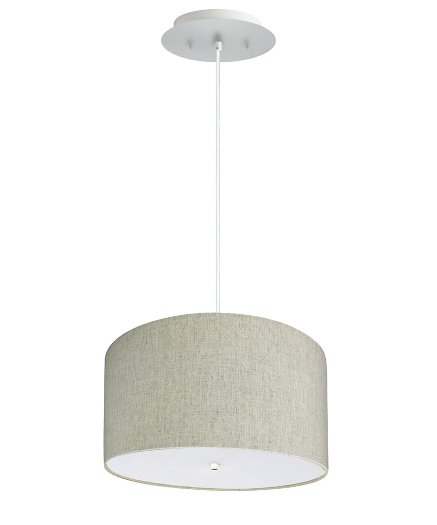 14" W 2 Light Pendant Textured Oatmeal Shade with Diffuser, White Cord