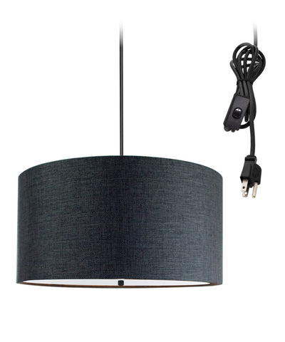 2 Light Swag Plug-In Pendant 16"w Granite Gray with Diffuser, Black Cord