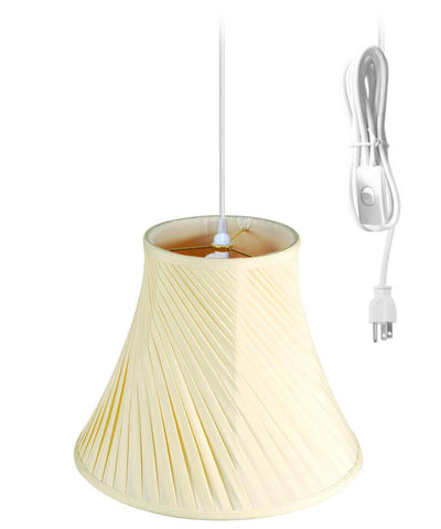 1-Light Plug In Swag Pendant Ceiling Light Eggshell Shade