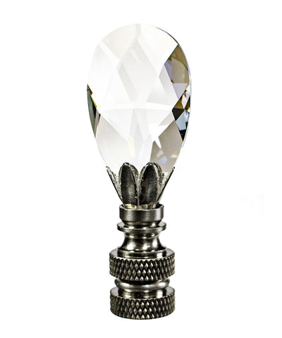 Stephanov Crystal Small Teardrop Nickel Base Lamp Finial 2.5"h