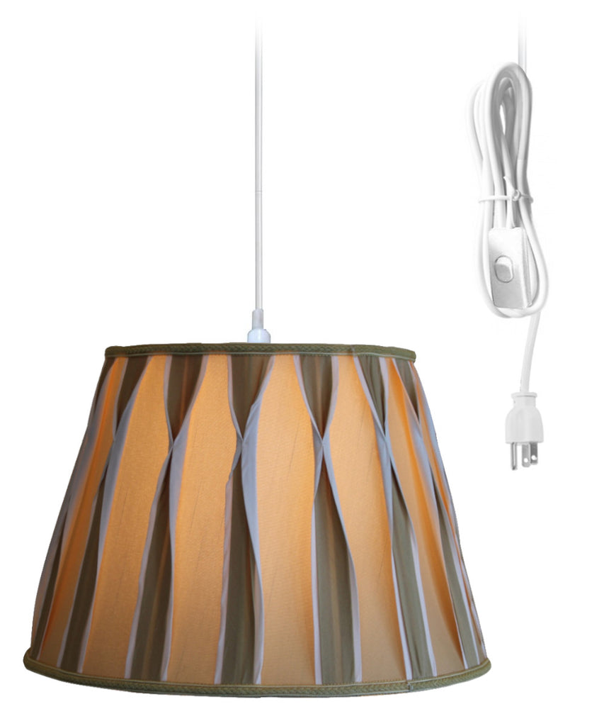 1-Light Plug In Swag Pendant Lamp Biege/Off-White Shade