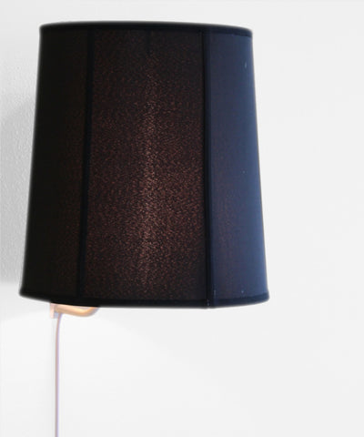 Floating Shade Plug-In Wall Light Black Fabric with Gold Liner 12x14x15