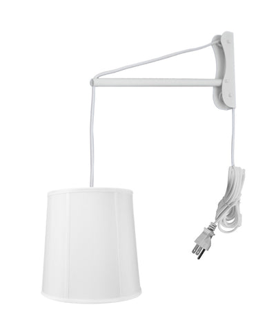 MAST Plug-In Wall Mount Pendant, 1 Light White Cord/Arm, White Shade 10x12x12