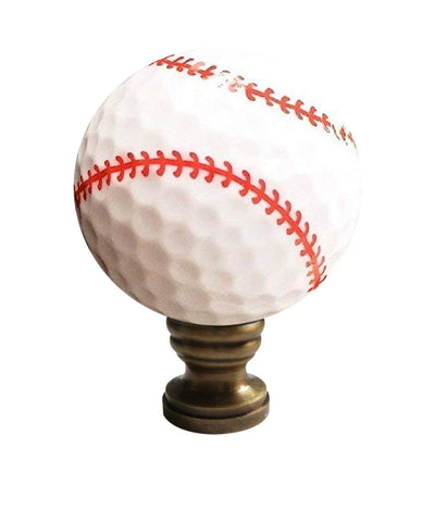 Baseball Lamp Finial, White with Red Stitching 2.25"h
