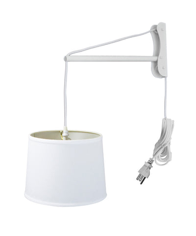 MAST Plug-In Wall Mount Pendant, 1 Light White Cord/Arm, White Shade 12x14x10