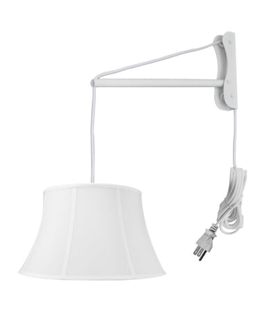 MAST Plug-In Wall Mount Pendant, 2 Light White Cord/Arm with Diffuser, White Shade 13x19x11