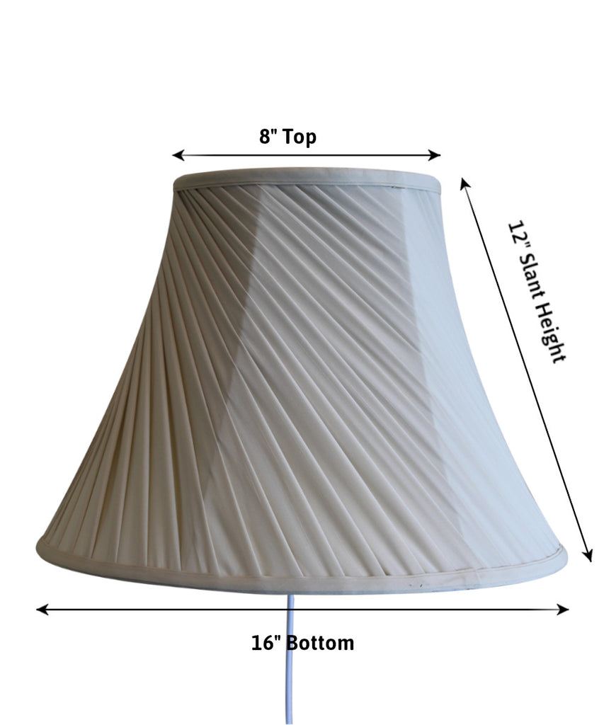 Floating Shade Plug-In Wall Light Eggshell Silk Fabric Twist 8x16x12