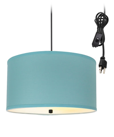 2 Light Swag Plug-In Pendant 18"w Island Paridise Blue with Diffuser, Black Cord