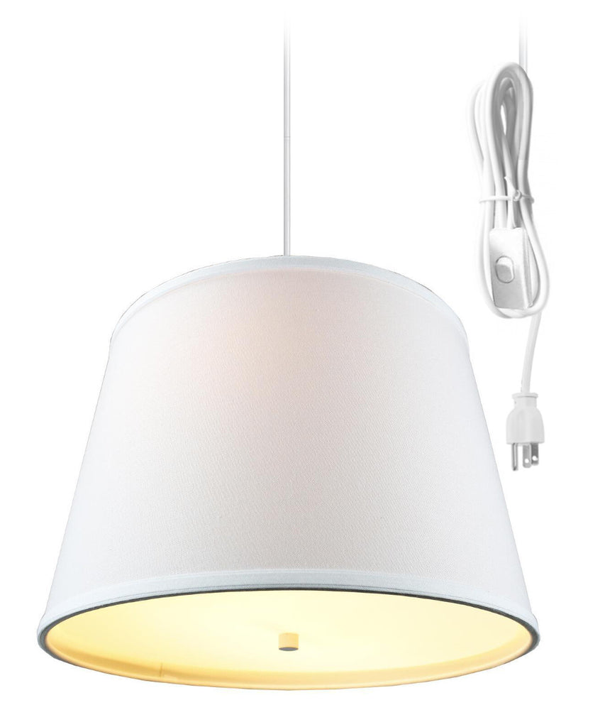 White  2 Light Swag Plug-In Pendant with Diffuser