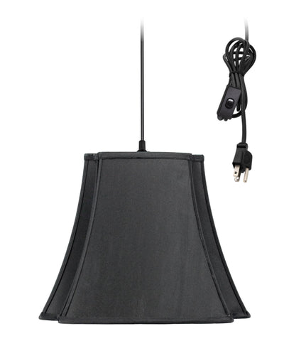 1-Light Plug In Swag Pendant Ceiling Light Black/Gold Shade