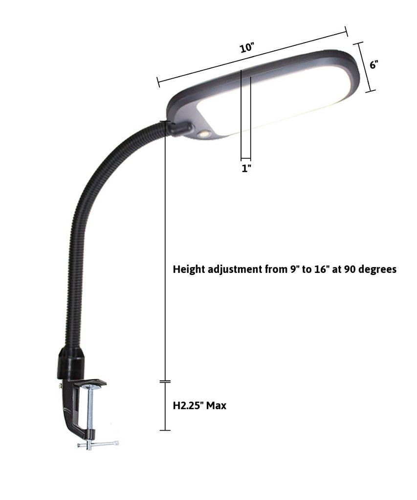 Clamp-on Led Bright Reader Natural Daylight Full Spectrum Desk Lamp - Perfect Sit-Stand Lamp