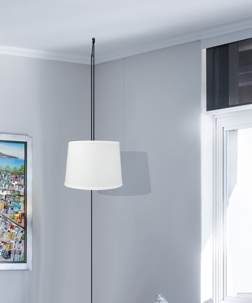 1-Light Plug In Swag Pendant Ceiling Light White Shade