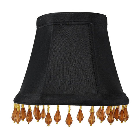 3x5x4 Candelabra Stretch with Gold Liner Amber Beads Clip-On Lampshade