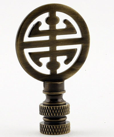Classic 4 Blessings Asian Lamp Finial Antique Brass Metal 2.25"h
