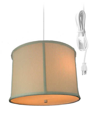 2 Light Swag Plug-In Pendant with Diffuser - Light Oatmeal Drum
