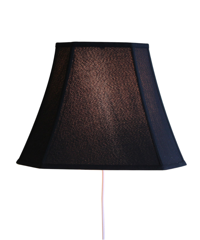 Floating Shade Plug-In Wall Light Black Fabric/Gold Liner 9x16x12
