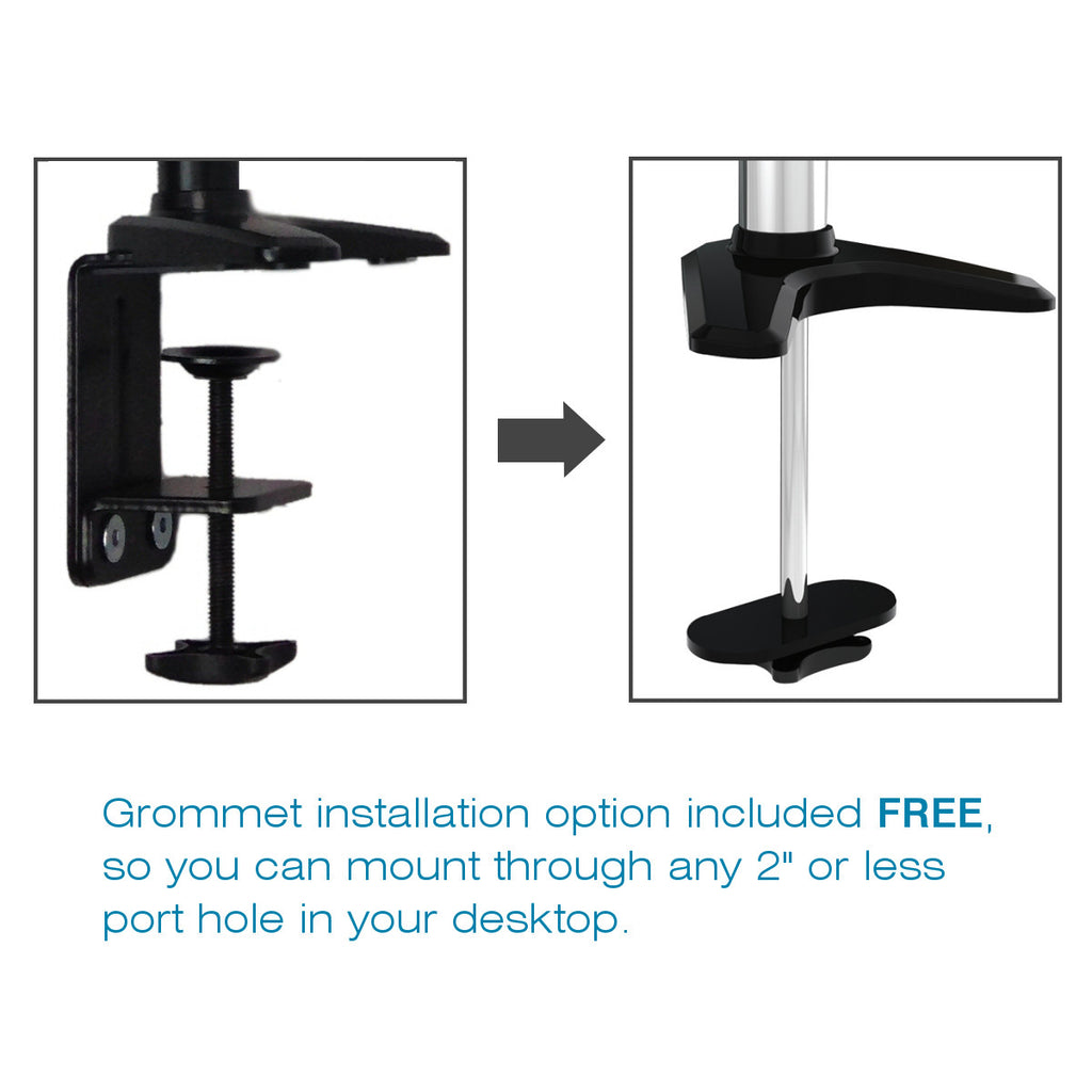 Sit-Stand Monitor Arm: Extended Dual Air-Assist Arms Black