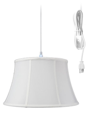 1-Light Plug In Swag Pendant Ceiling Light White Shade