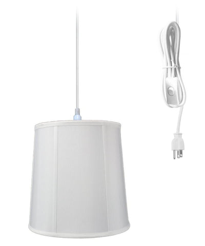 1-Light Plug In Swag Pendant Lamp White Shade