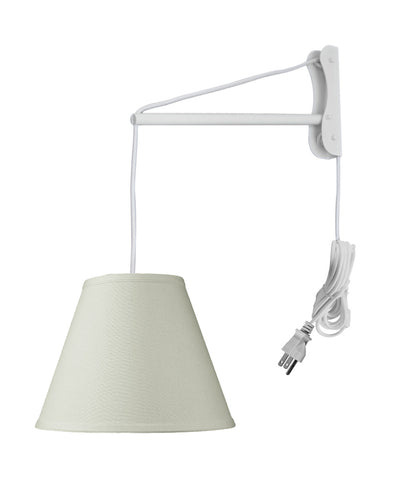 MAST Plug-In Wall Mount Pendant, 1 Light White Cord/Arm, Light Oatmeal Shade 06x12x09