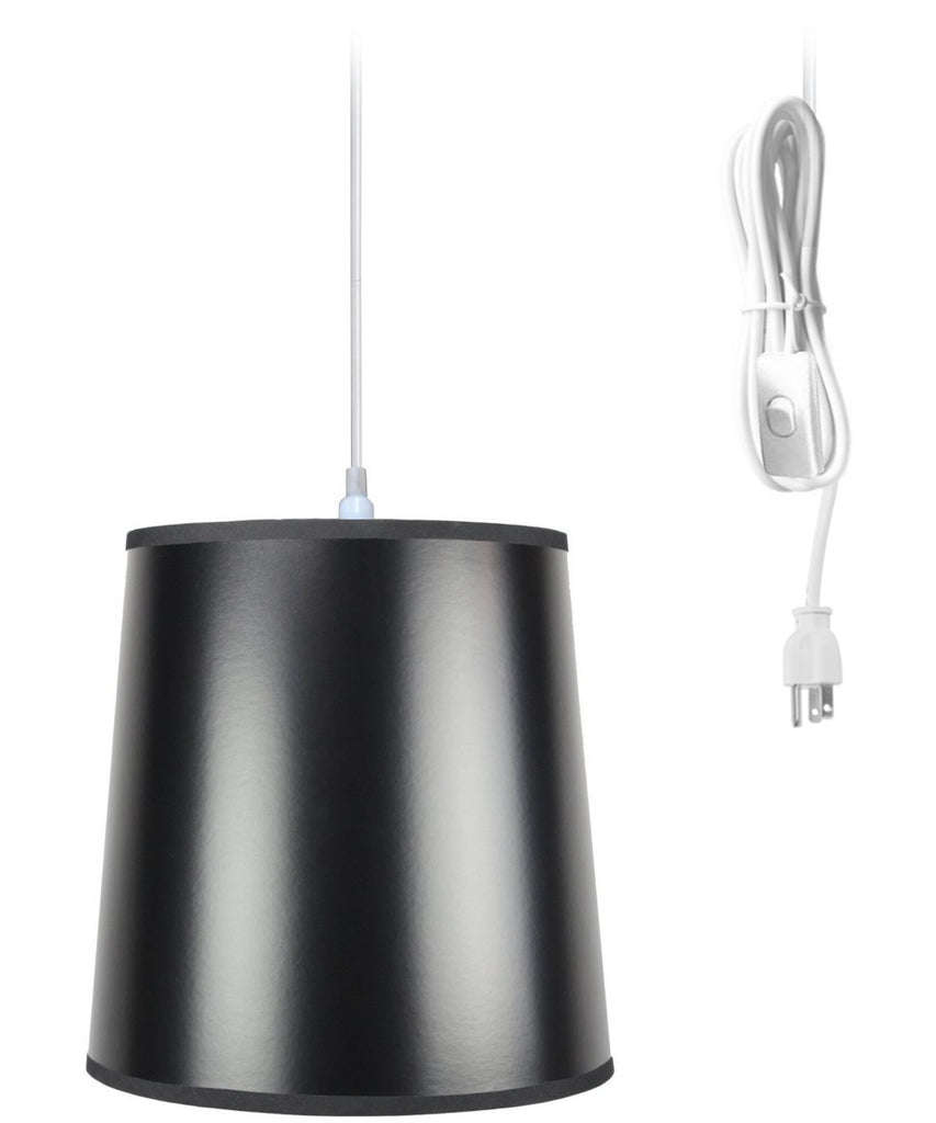 1-Light Plug In Swag Pendant Lamp Black/Gold Shade