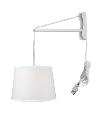 MAST Plug-In Wall Mount Pendant, 2 Light White Cord/Arm with Diffuser, White Shade 13x16x11