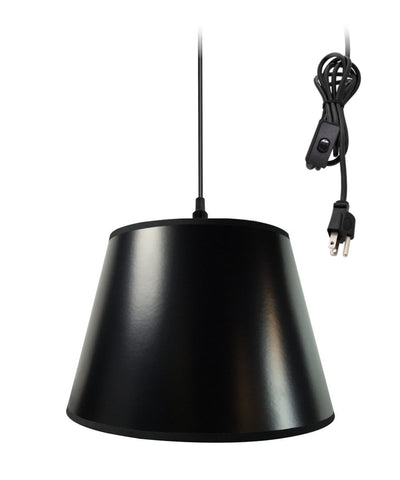 Hanging Swag Pendant Plug-In One Light Black/Gold Shade