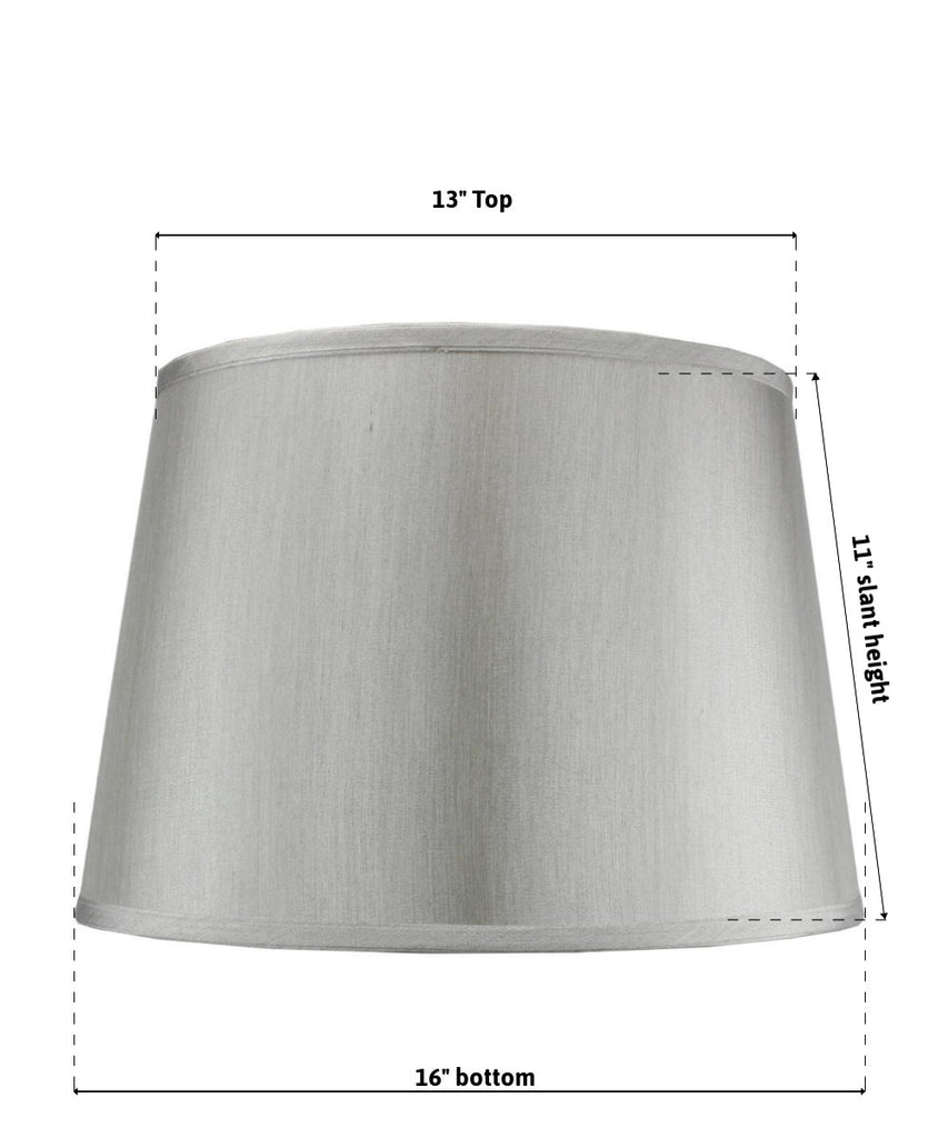 13x16x11 SLIP UNO FITTER Bavarian Gray Fabric Floor Lampshade, Silver liner