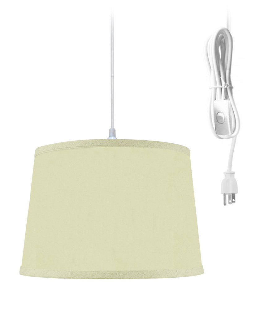 Drum 1 Light Swag Plug-In Pendant Hanging Lamp 10x12x08 Egg Shell Shantung Shade