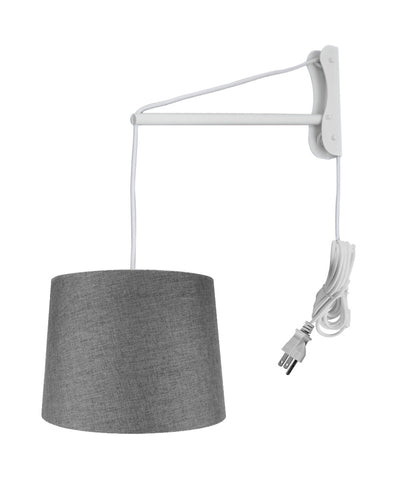 MAST Plug-In Wall Mount Pendant, 1 Light White Cord/Arm, Granite Gray Shade 12x14x10