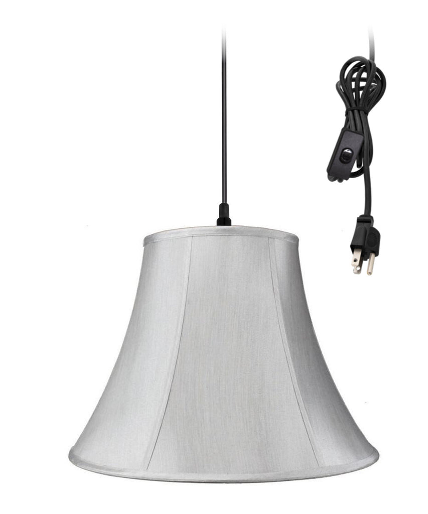 1-Light Plug In Swag Pendant Lamp Grey Shade