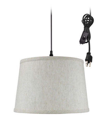 Shallow Drum 1 Light Swag Plug-In Pendant Hanging Lamp 10x12x8 Textured