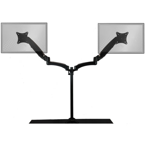 Sit-Stand Monitor Arm: Extended Dual Air-Assist Arms Black