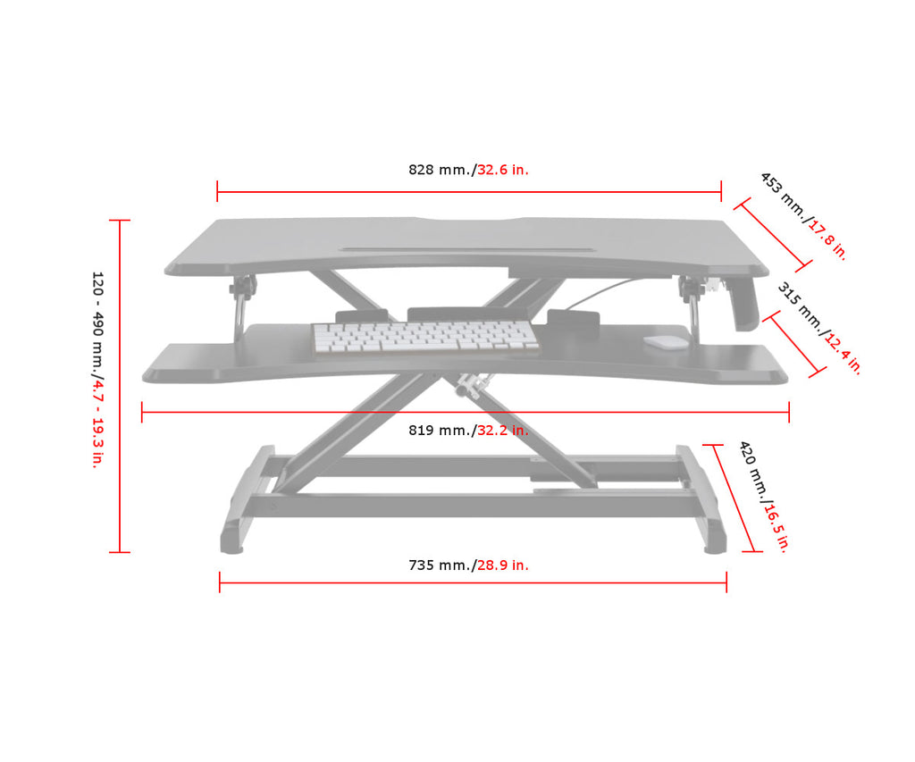 Premium Adjustable Height Standing Desk Black