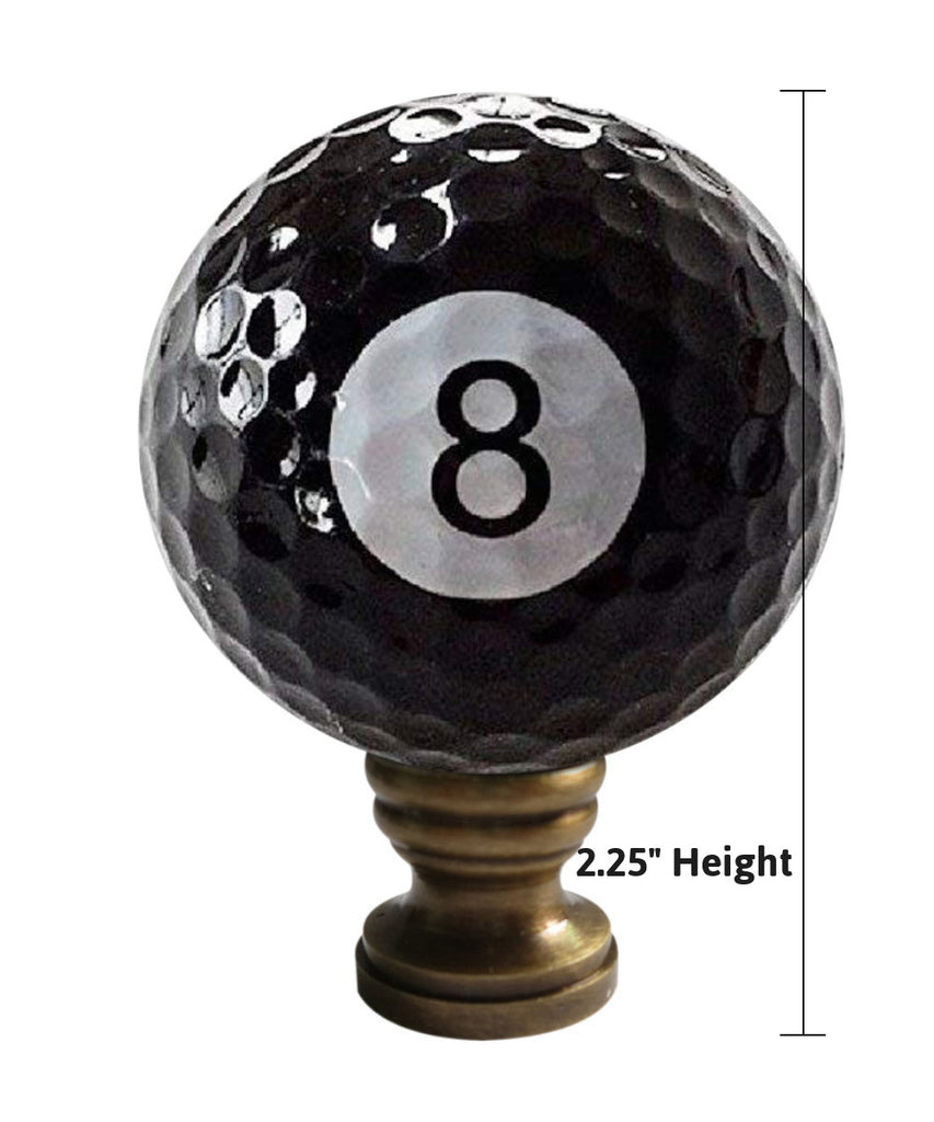 Eight-Ball Billiard Lamp Finial, Black, 2.25"h