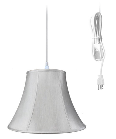 1-Light Plug In Swag Pendant Lamp Grey Shade