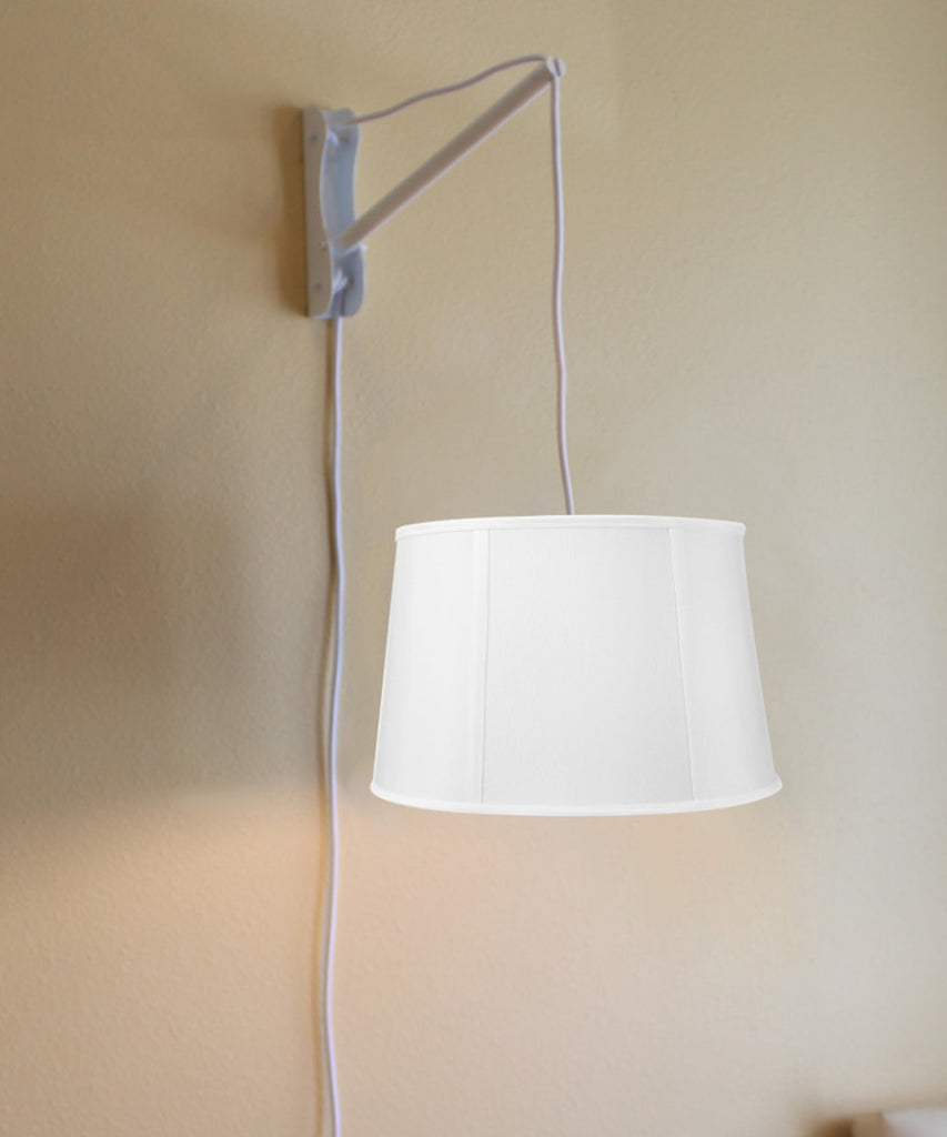 MAST Plug-In Wall Mount Pendant, 1 Light White Cord/Arm, Drum White Shade 10x12x08