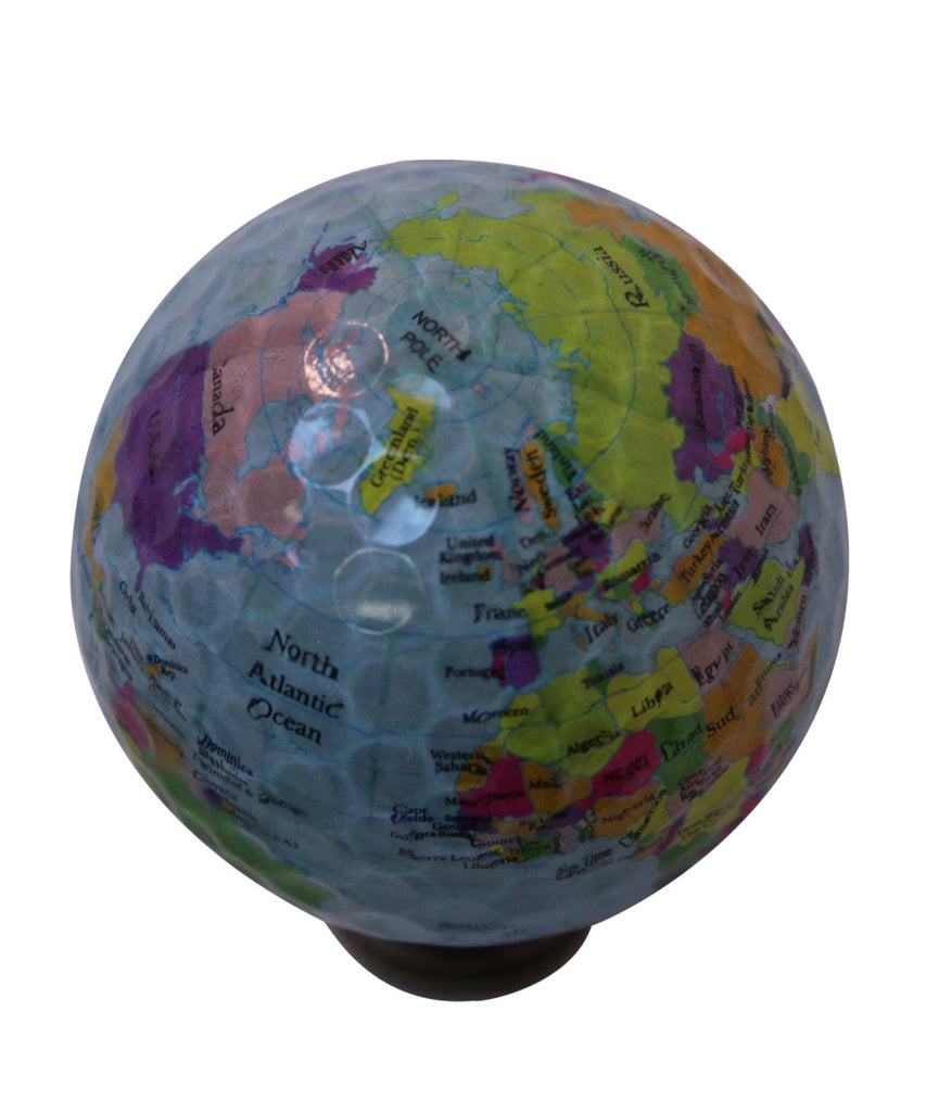 Earth Globe Lamp Finial, Blue Water with Colored Land Pattern, 2.25"h