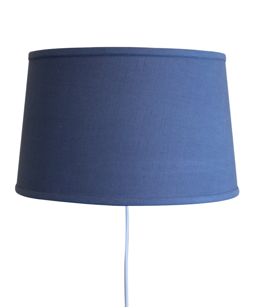 Floating Shade Plug-In Wall Light Shallow Drum Hard Back Textured Slate Blue